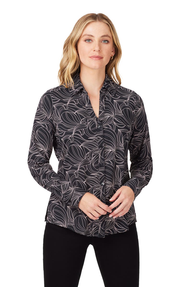 Foxcroft Swirling Slope Button-Up Shirt, Alternate, color, Black Multi