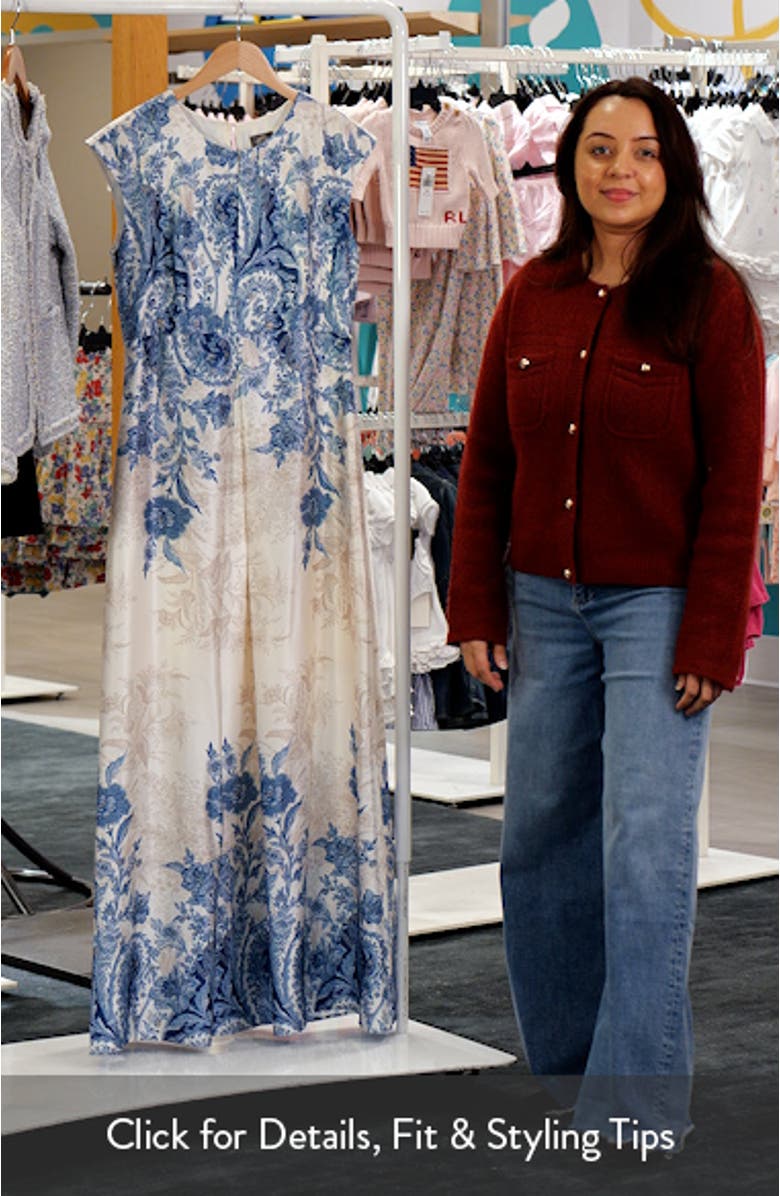 Paisley Floral Satin Maxi Dress, sales video thumbnail