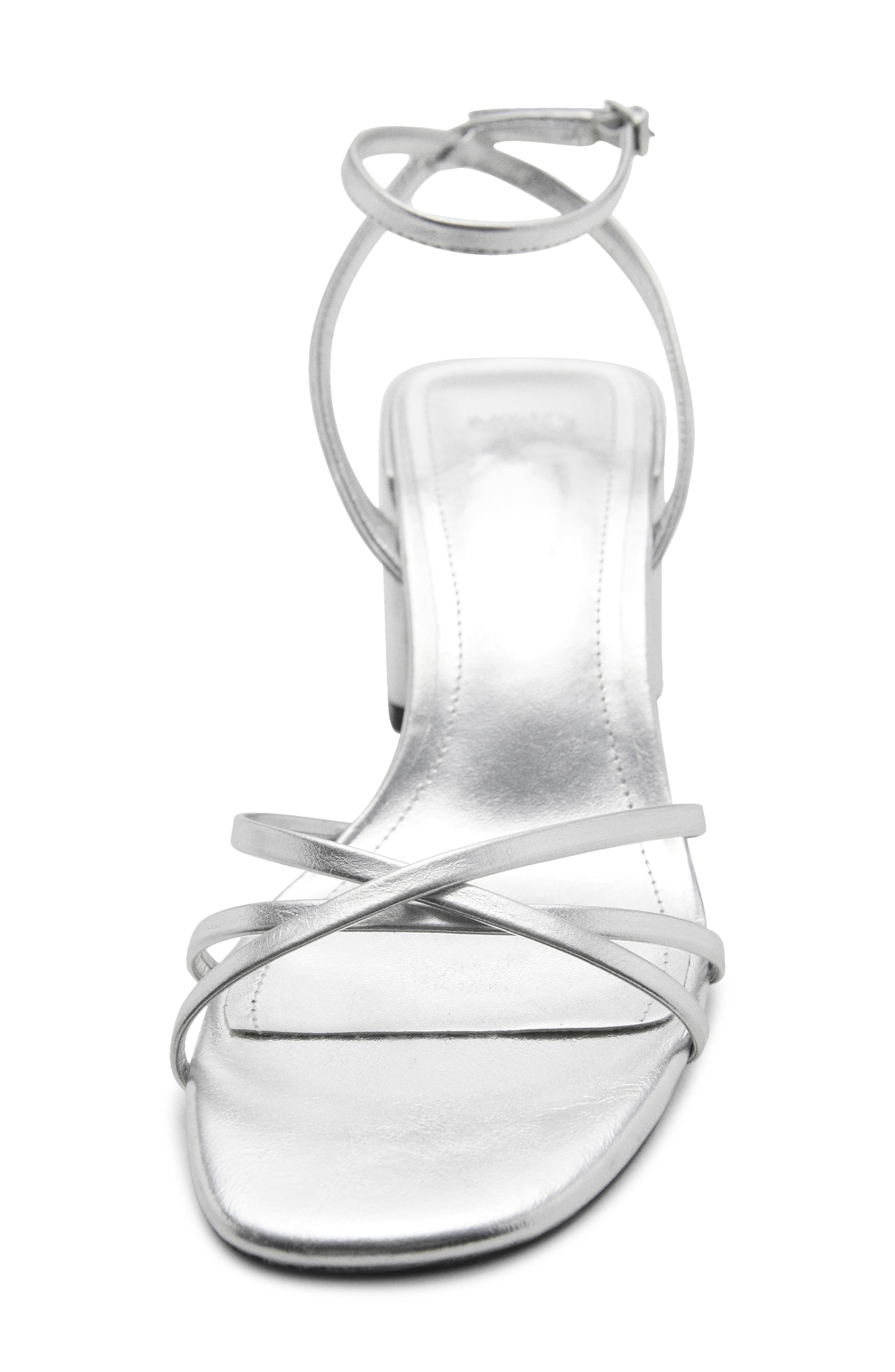 MANGO Ankle Strap Sandal, Alternate, color, Silver