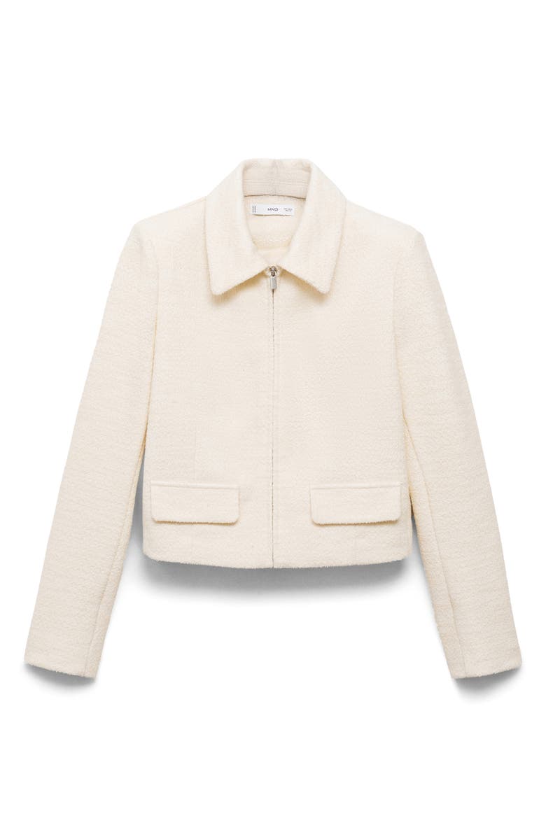 MANGO Zip Front Tweed Jacket, Alternate, color, 