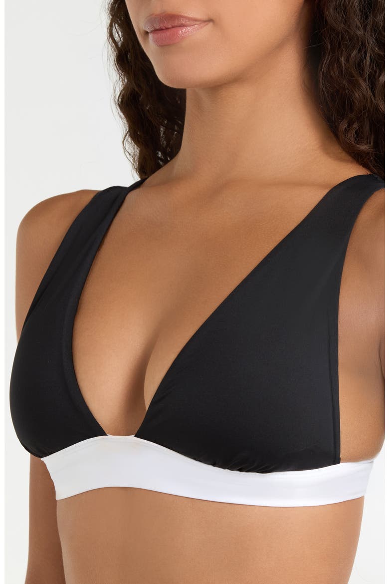 Modern V-Neck Bikini Top, Alternate, color, BLACK