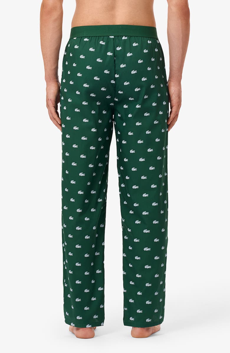 Lacoste Logo Print Cotton Pajama Pants, Alternate, color, 291 Green/ White