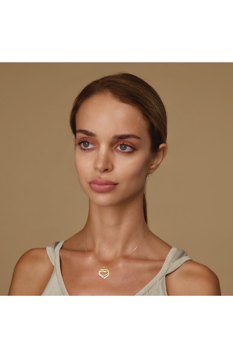 BEST SILVER 14K Gold Two-Tone Heart Pendant Necklace, Alternate, color, 
