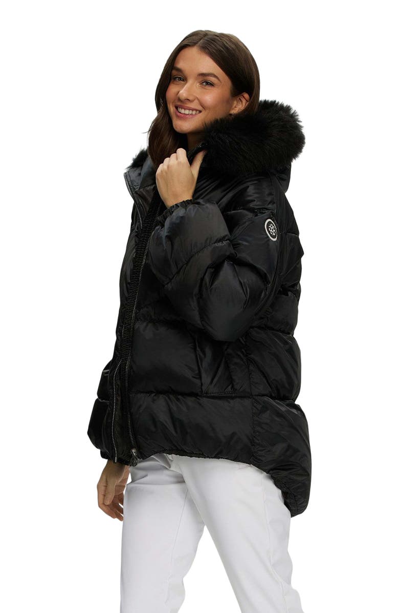 GORSKI Apres-Ski High-Low Jacket With Detachable Trim, Alternate, color, Black/Black