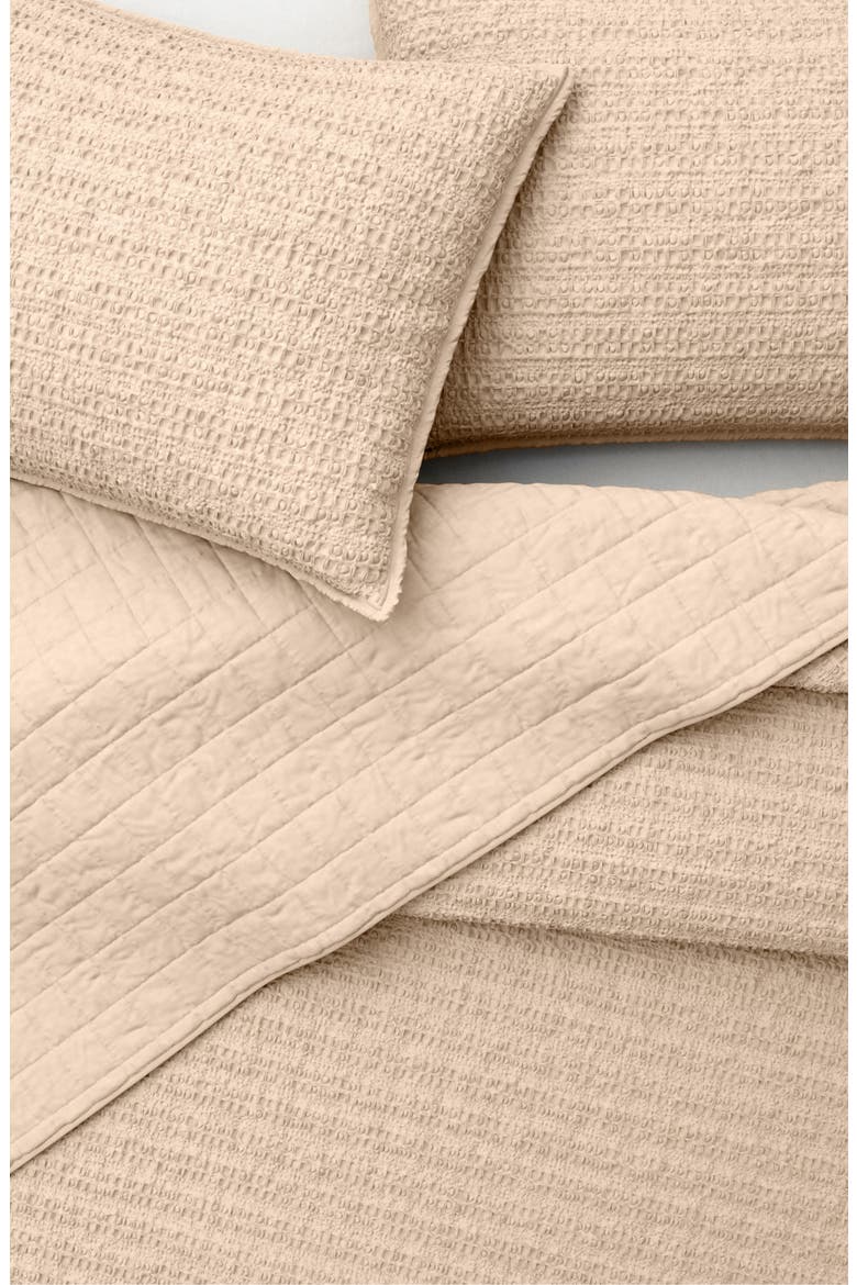 Reversible Honeycomb Waffle Cotton Quilt & Sham Set, Alternate, color, CAPPUCCINO