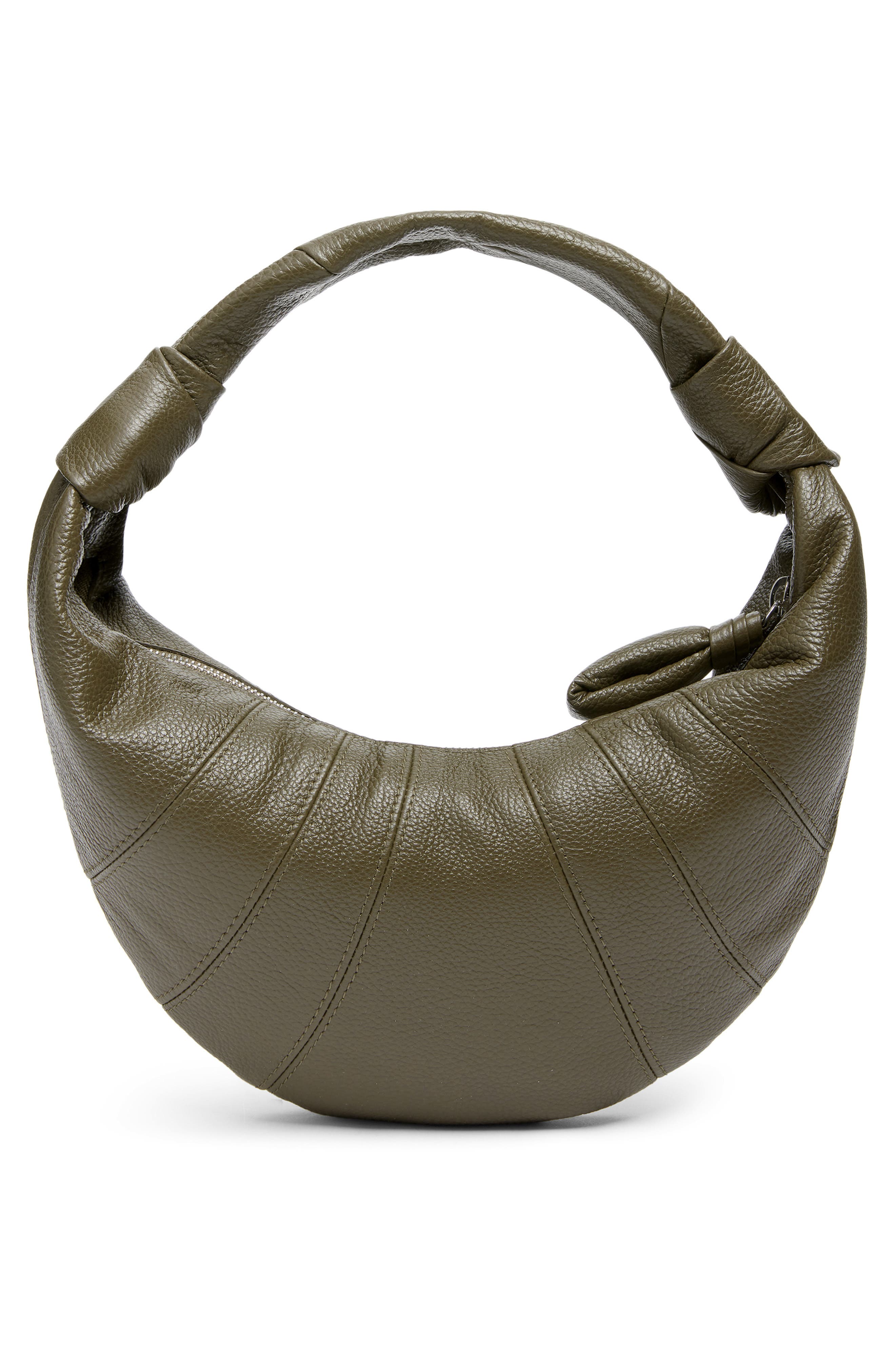 Lemaire Mini Fortune Croissant Leather Handbag, Alternate, color, Dark Olive