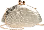 Jessica McClintock Agatha Croc Embossed Faux Leather Frame Clutch