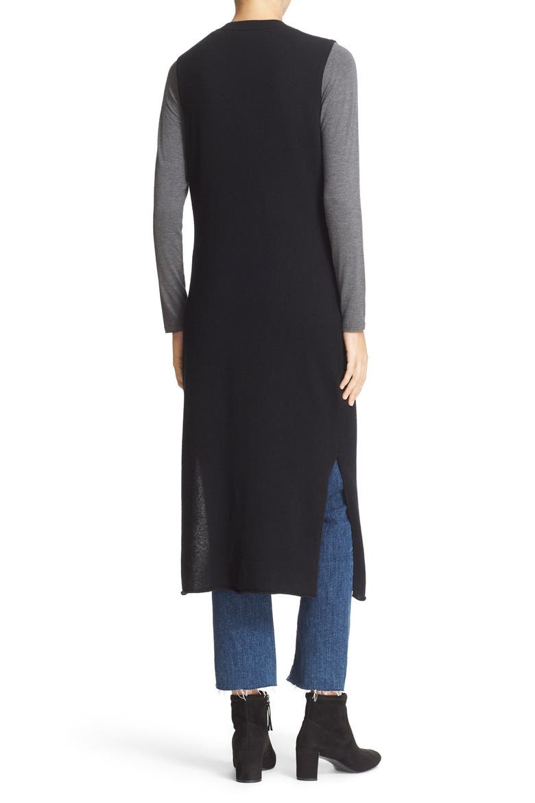 Button Front Knit Cashmere Maxi Vest, Alternate, color, BLACK