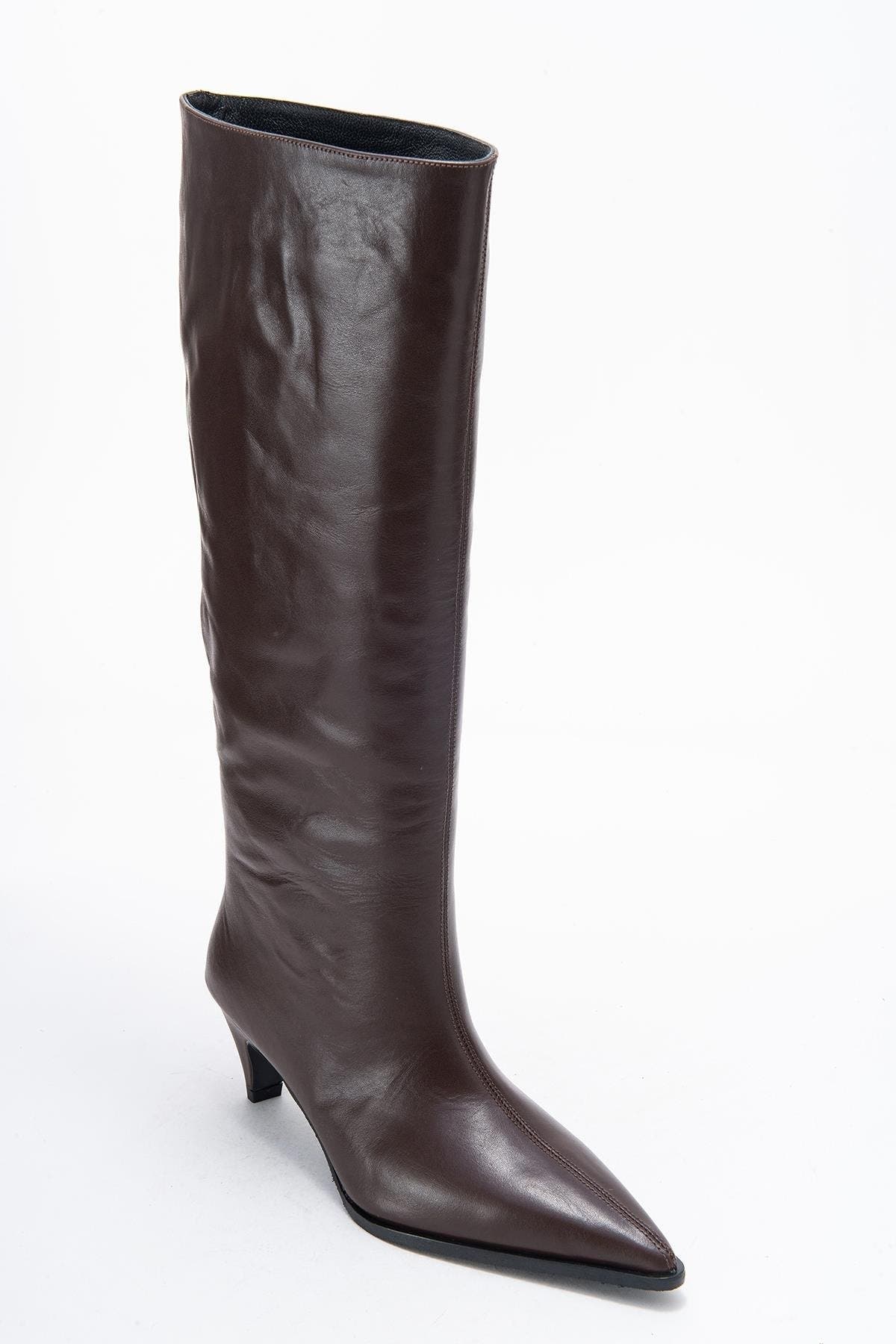 Forever & Always Shoes Siora Leather Knee High Boot, Main, color, Brown Leather