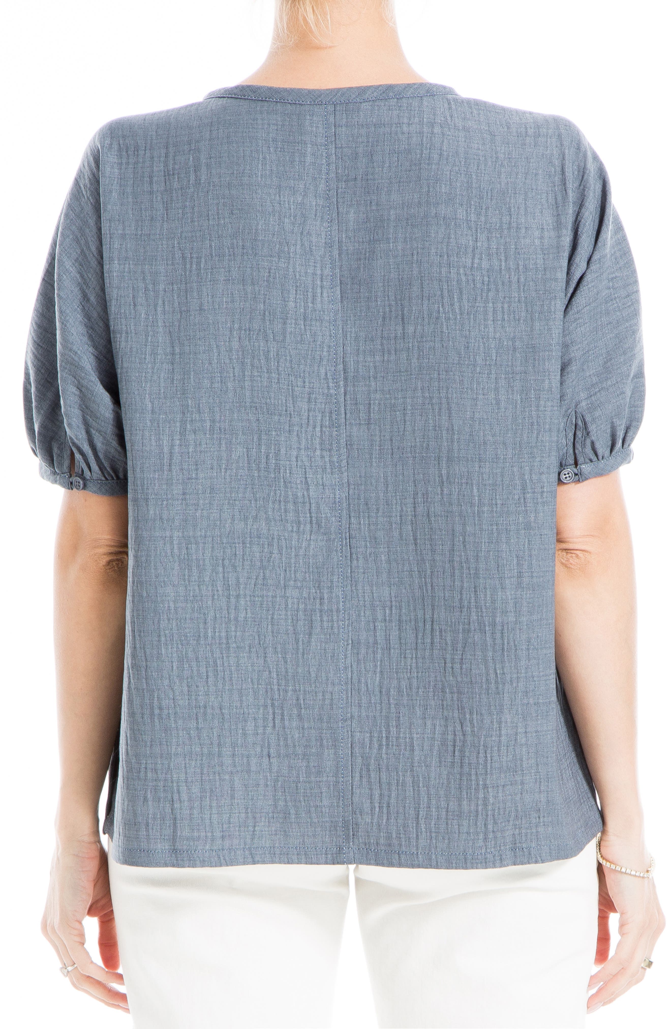 Short Sleeve Split Neck Blouse - image 4