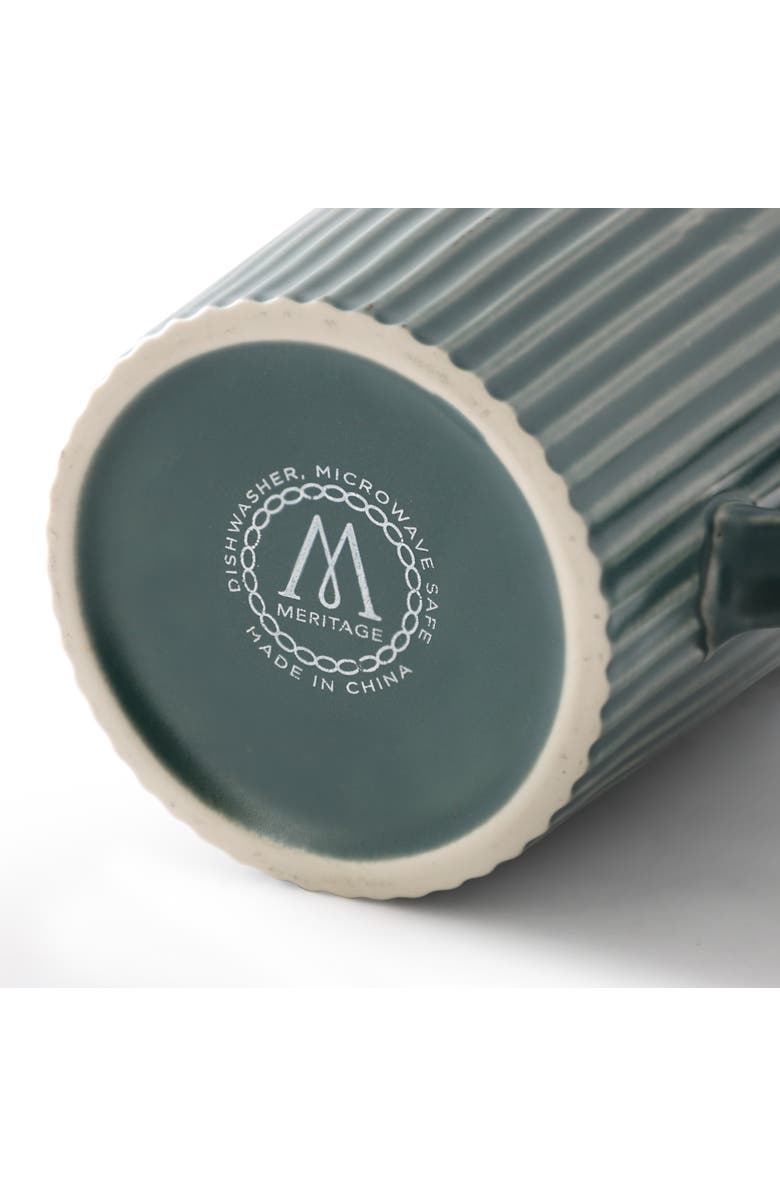 Meritage 4 Piece 16.5 Ounce Embossed Stoneware Mug Set, Alternate, color, Matte Sage