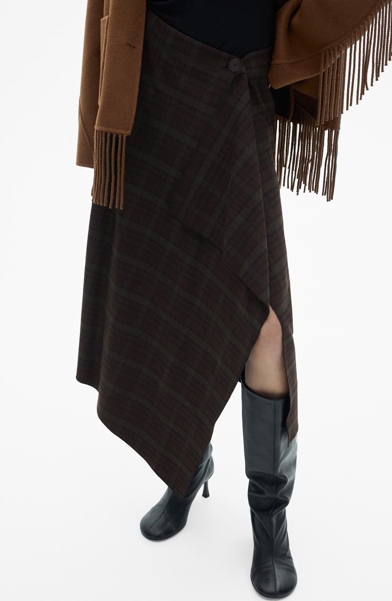 MANGO Check Side Drape Maxi Skirt, Main, color,