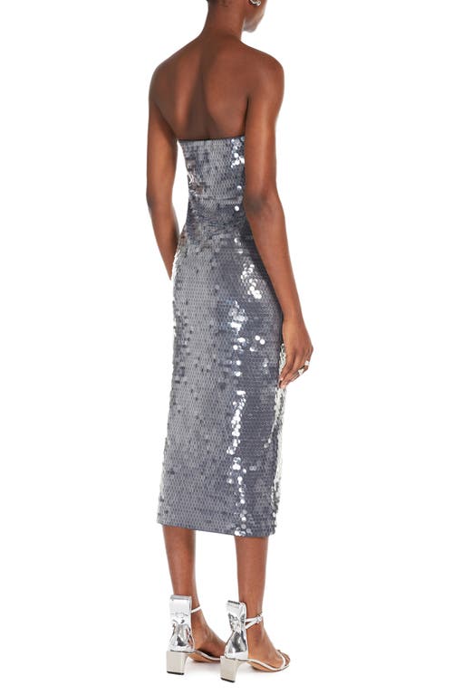 Sportmax Midi Dress With Gradient Sequin Effect In Optical White