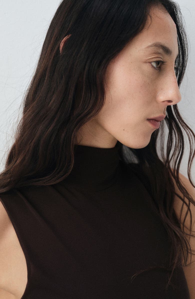 MANGO Selection Godet Sleeveless Maxi Dress, Alternate, color, Brown