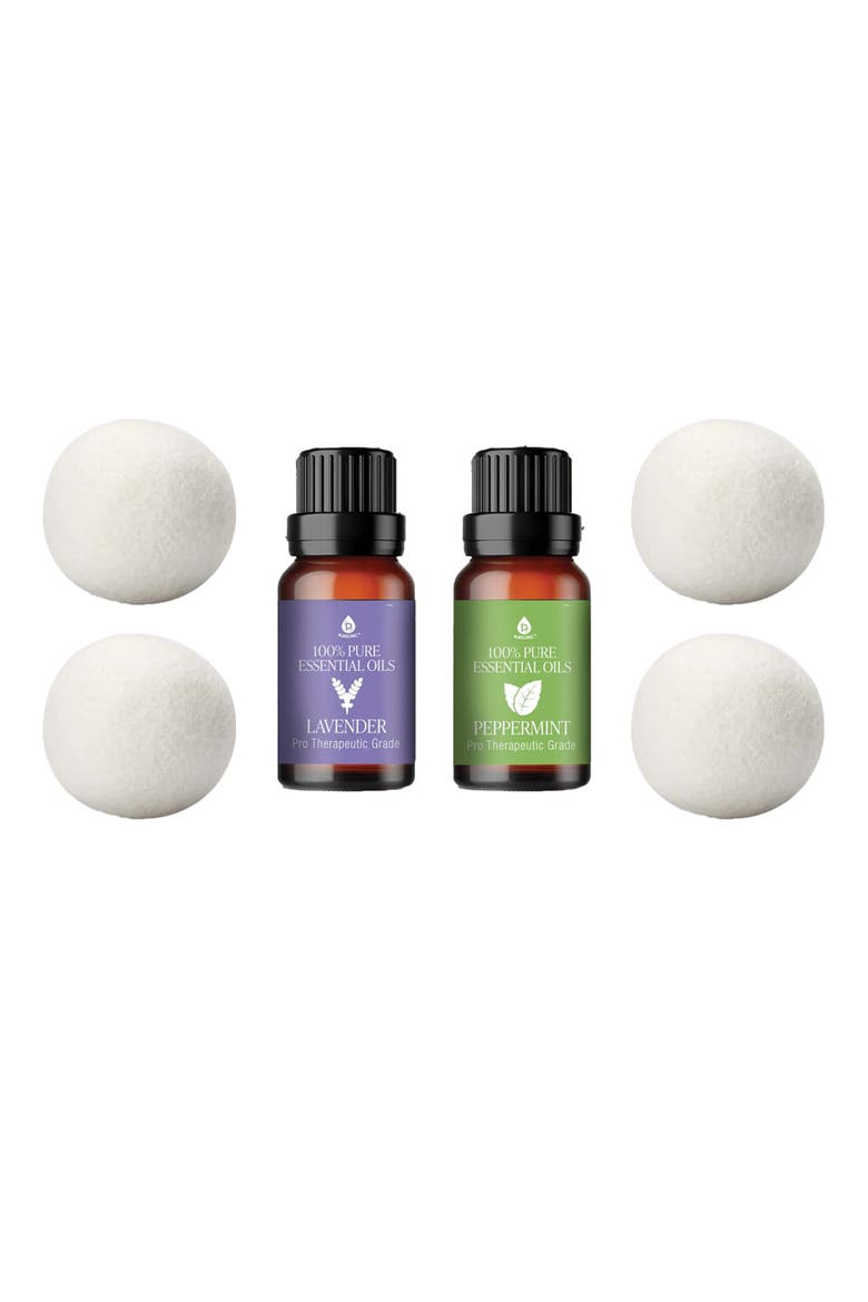 NZ Wool Dryer Balls with Lavender & Peppermint Oils, Main, color, White