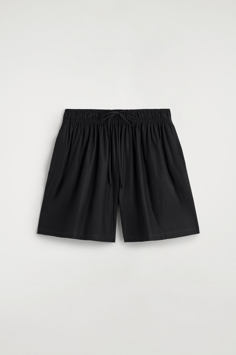Ruched-waist Shorts, Alternate, color, BLACK