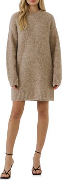 English Factory Cozy Crewneck Long Sleeve Sweater Dress