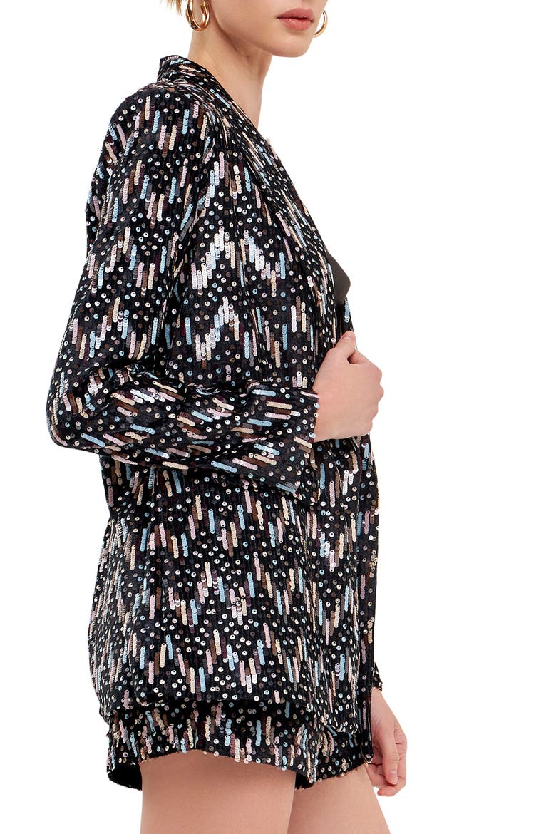 Sequin Single Breasted Blazer, Alternate, color, BLACK MULTI