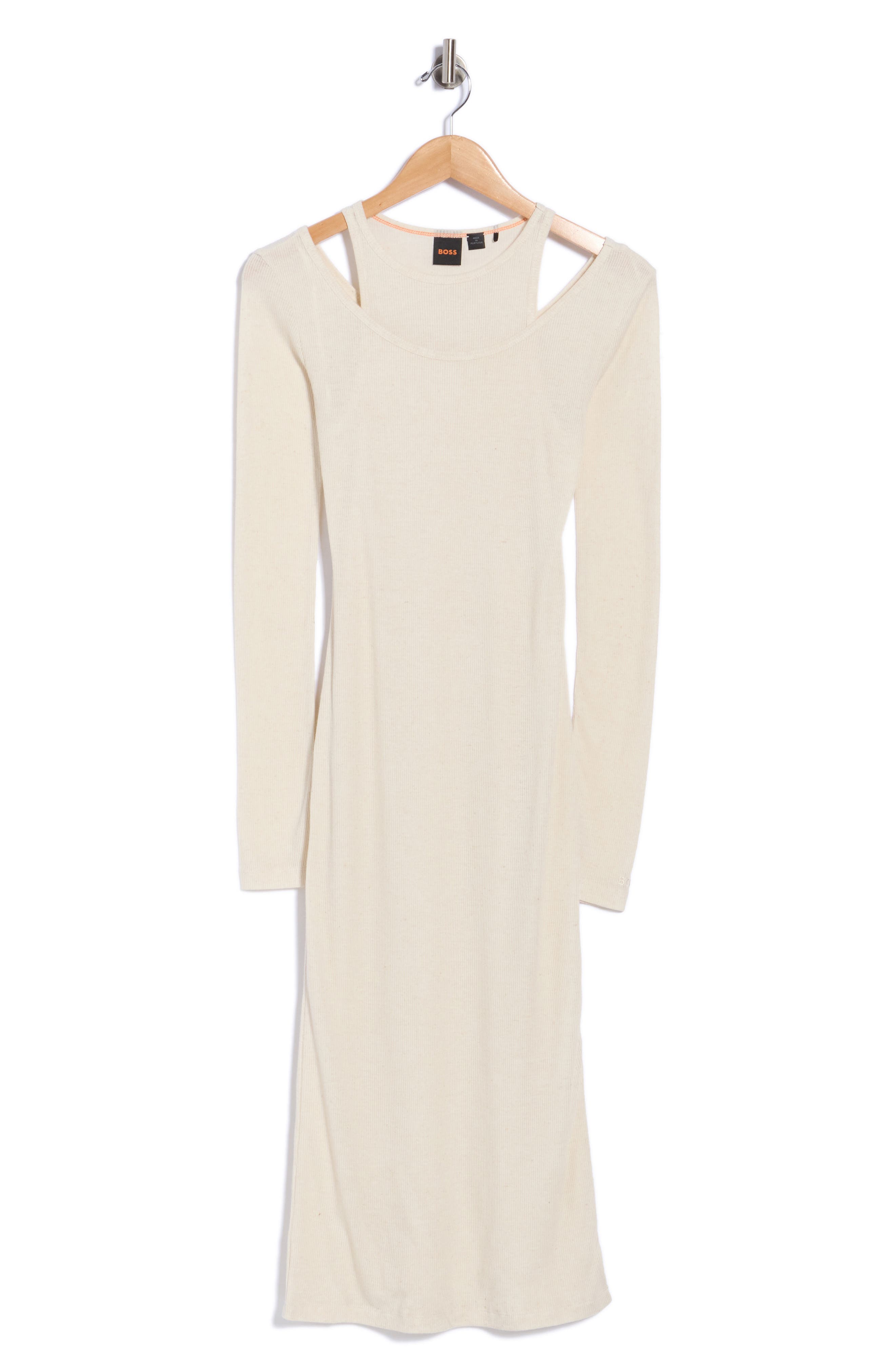 Ecna Cold Shoulder Ribbed Midi Dress