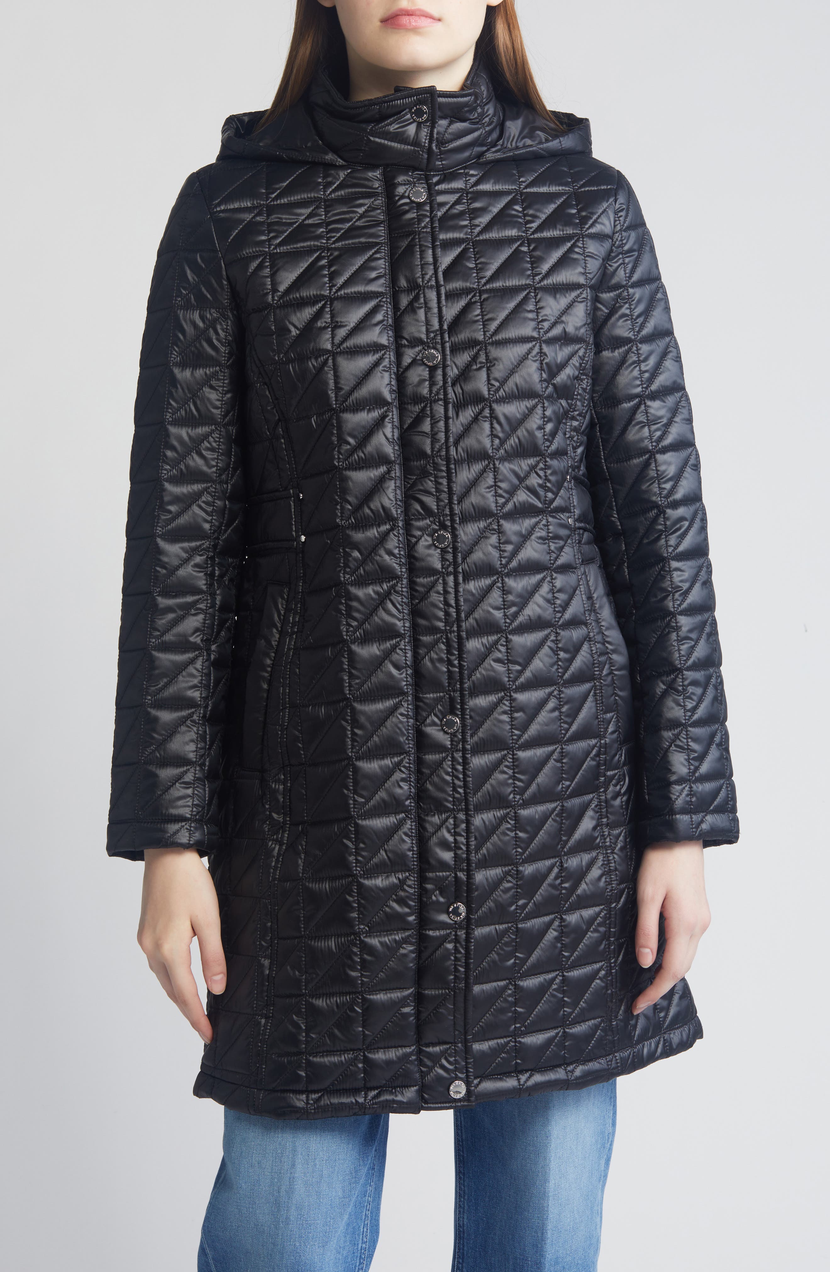Box Quilt Hooded Coat
