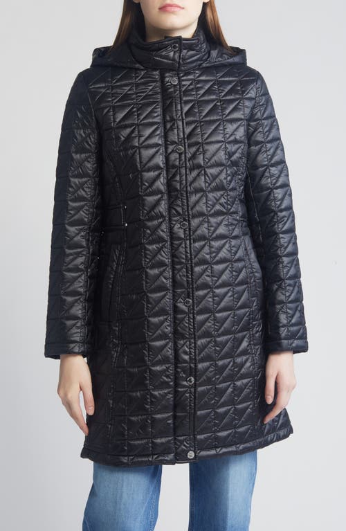 Via Spiga Box Quilt Hooded Coat in Black  product