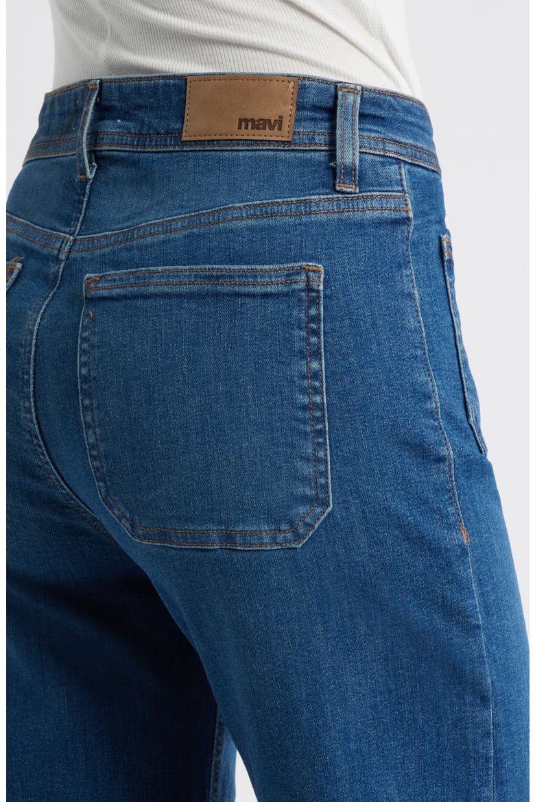 Paloma Marine Patch Pocket High Waist Wide Leg Jeans, Alternate, color, MID SHADED FLEX BLUE