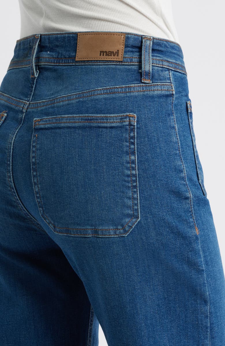 Mavi Jeans Paloma Marine Patch Pocket High Waist Wide Leg Jeans, Alternate, color, Mid Shaded Flex Blue