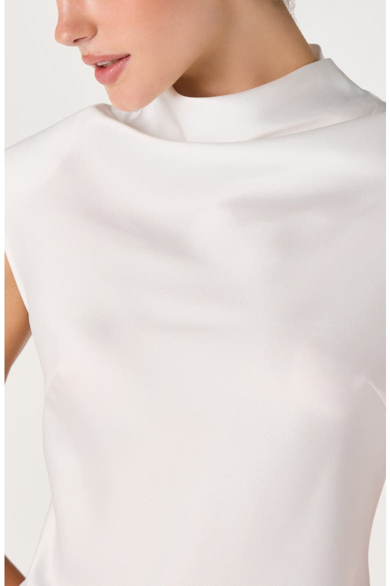 Falon Mock Neck Satin Top, Alternate, color, WHITE
