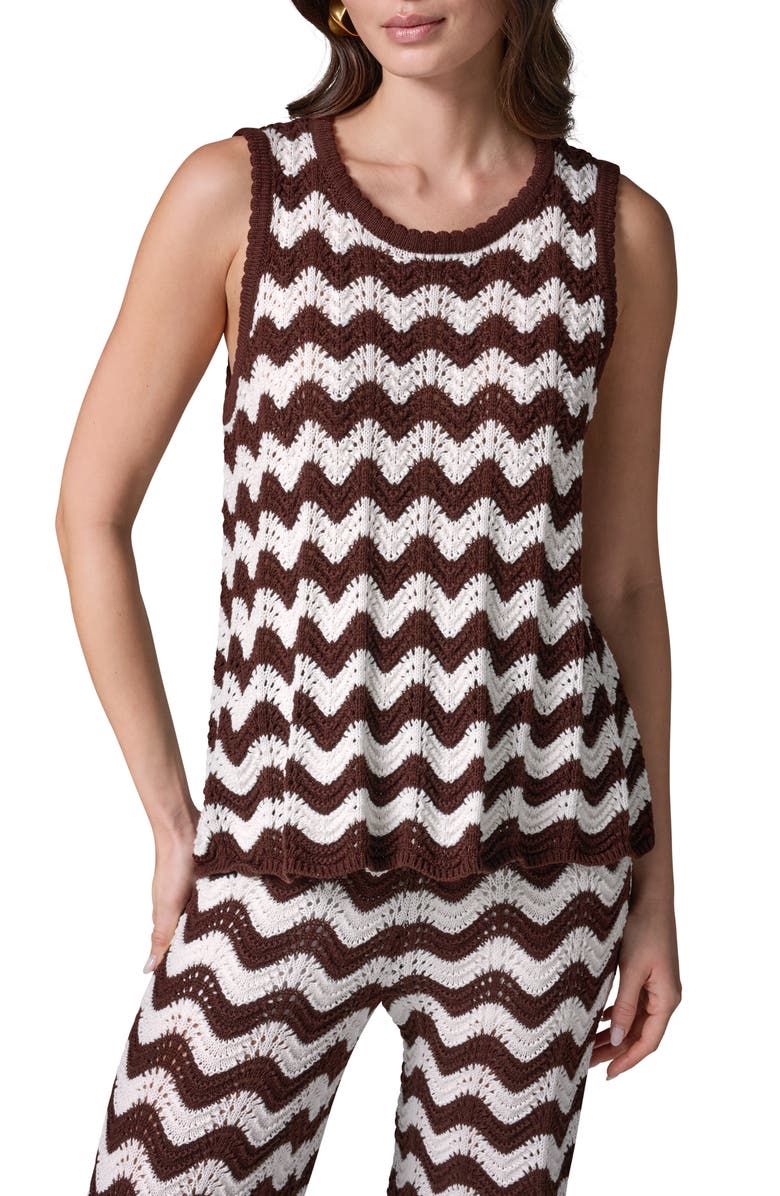 Donna Karan New York Scallop Stripe Sleeveless Pointelle Sweater, Main, color, Canyon/ Cre