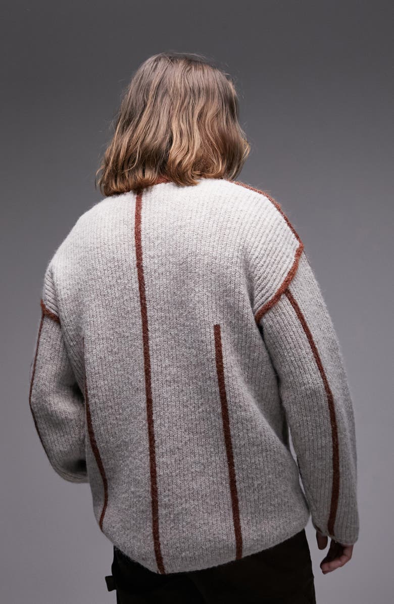 Topman Contrast Seam Sweater, Alternate, color,