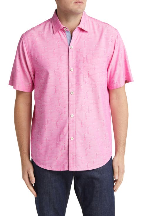 Mojito Bay Palm Row Coolmax® Short Sleeve Button-Up Shirt