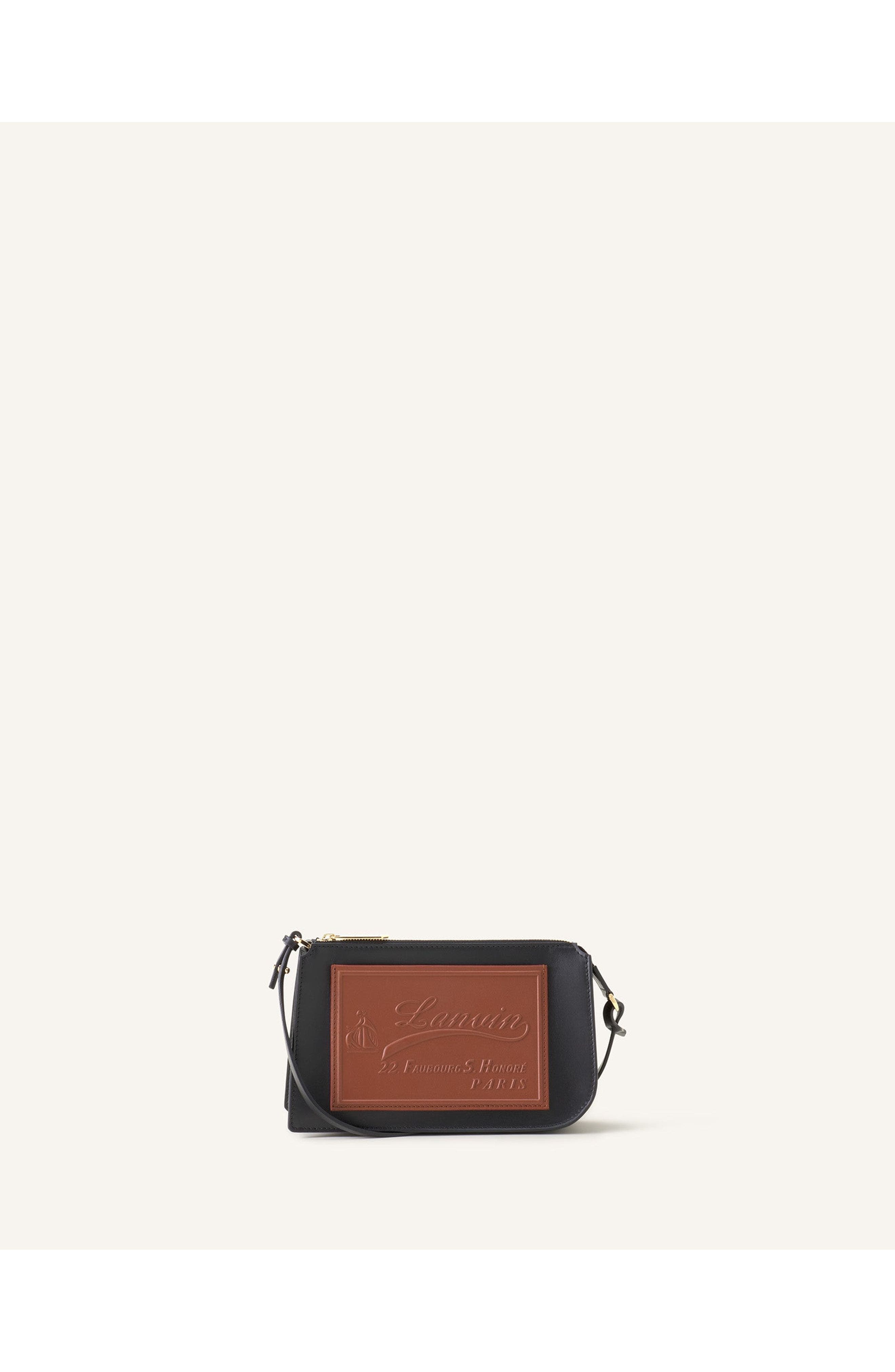 Lanvin Compagnon Small Zipped Bag In Smooth Leather, Main, color, Black/Cognac