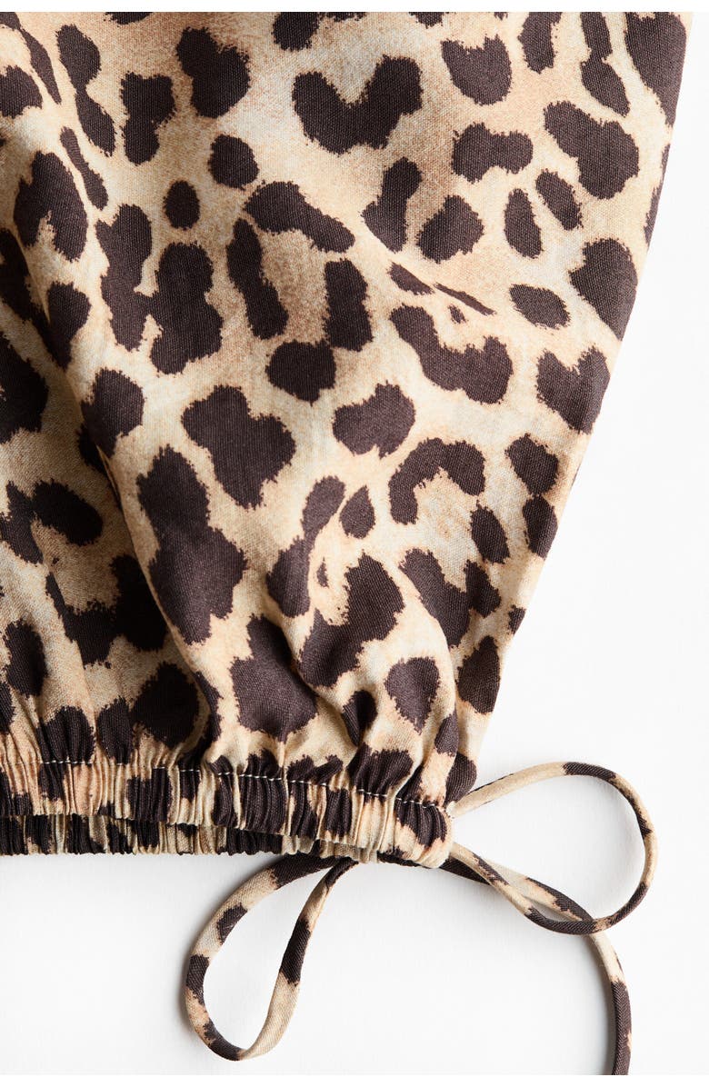 H&M Barrel-leg Trousers, Alternate, color, Beige/Leopard Print