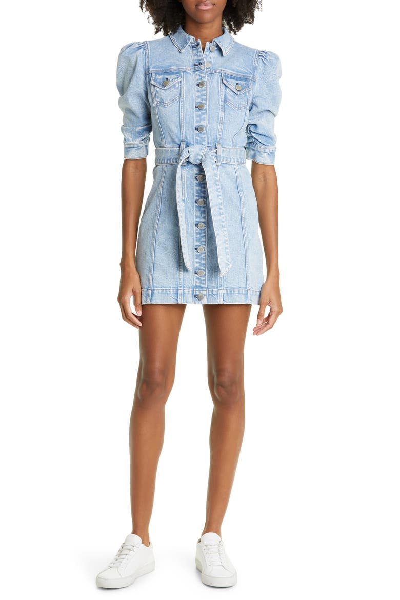 Magali Puff Sleeve Stretch Cotton Denim Dress, Main, color, ROCKY BLUES LIGHT