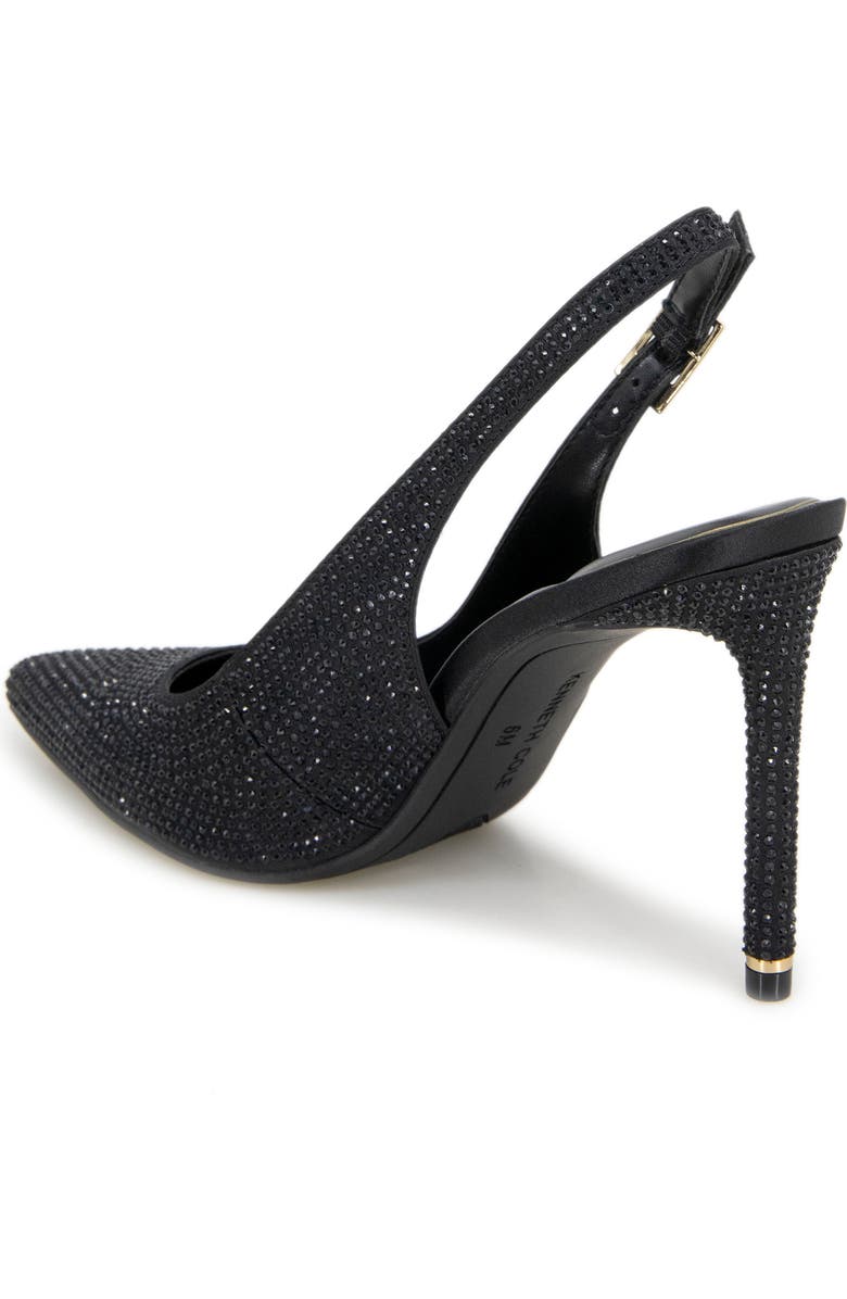 Kenneth Cole Quinnly Crystal Slingback Pointed Toe Pump, Alternate, color, Black Satin