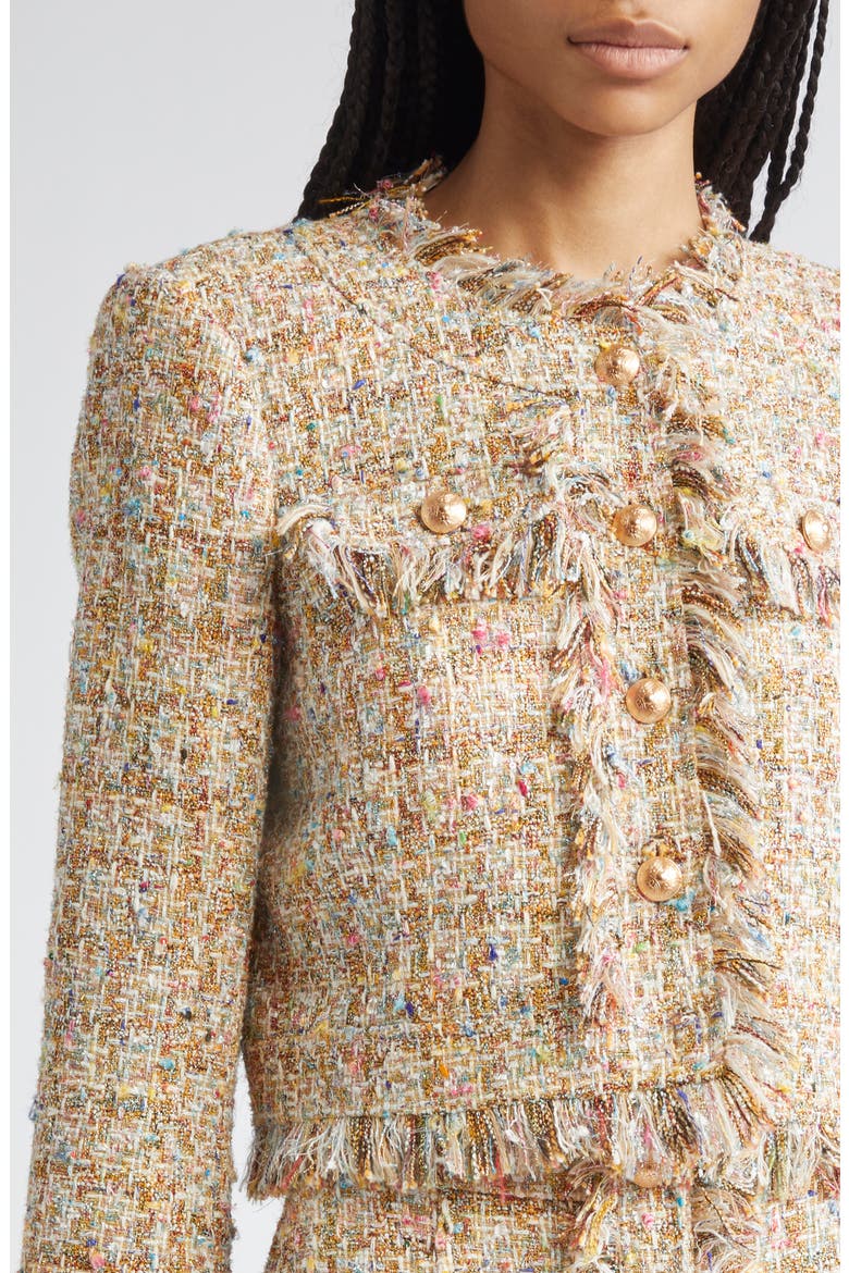 Adeline Clarise Metallic Tweed Jacket, Alternate, color, OCHRE