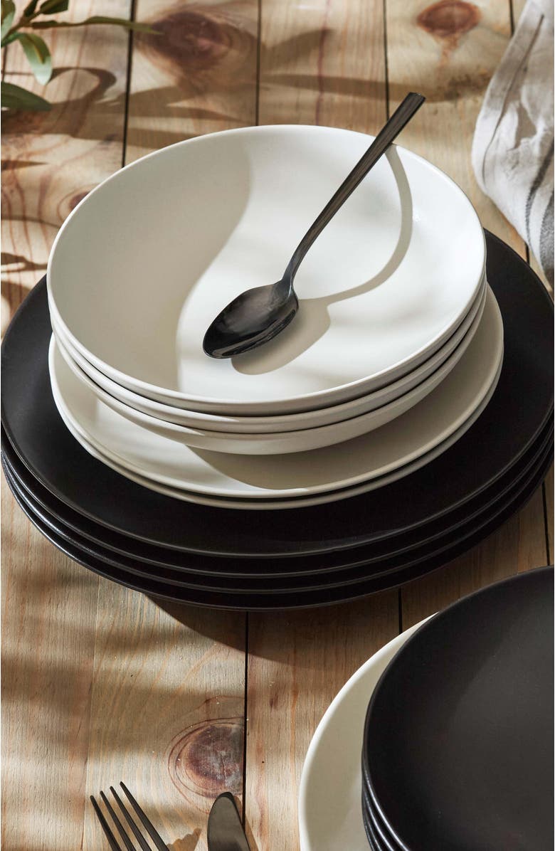 Stone Lain Porto by Stone Lain Semplice Stoneware 12-Piece Dinnerware Set, Alternate, color, White Matte