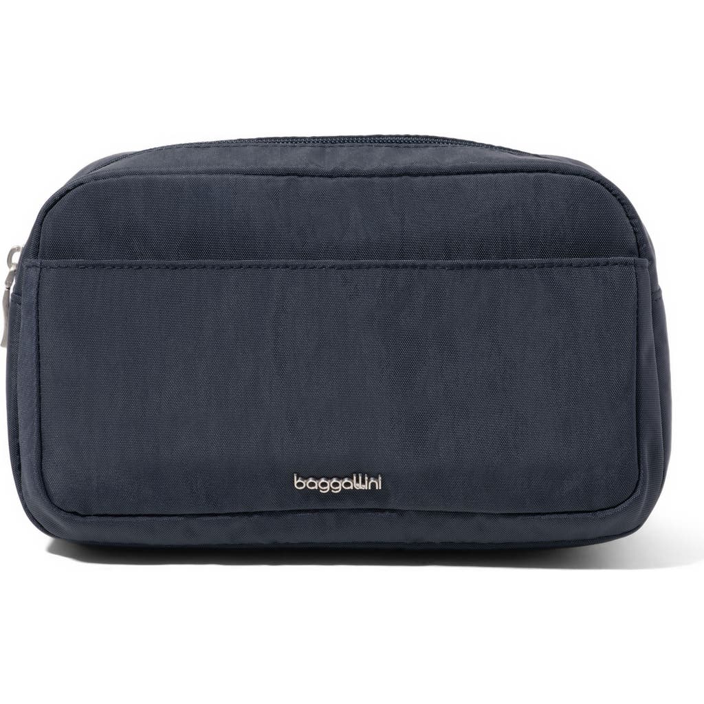 Baggallini Pocket Cosmetic Bag With Brush Organization In Blue