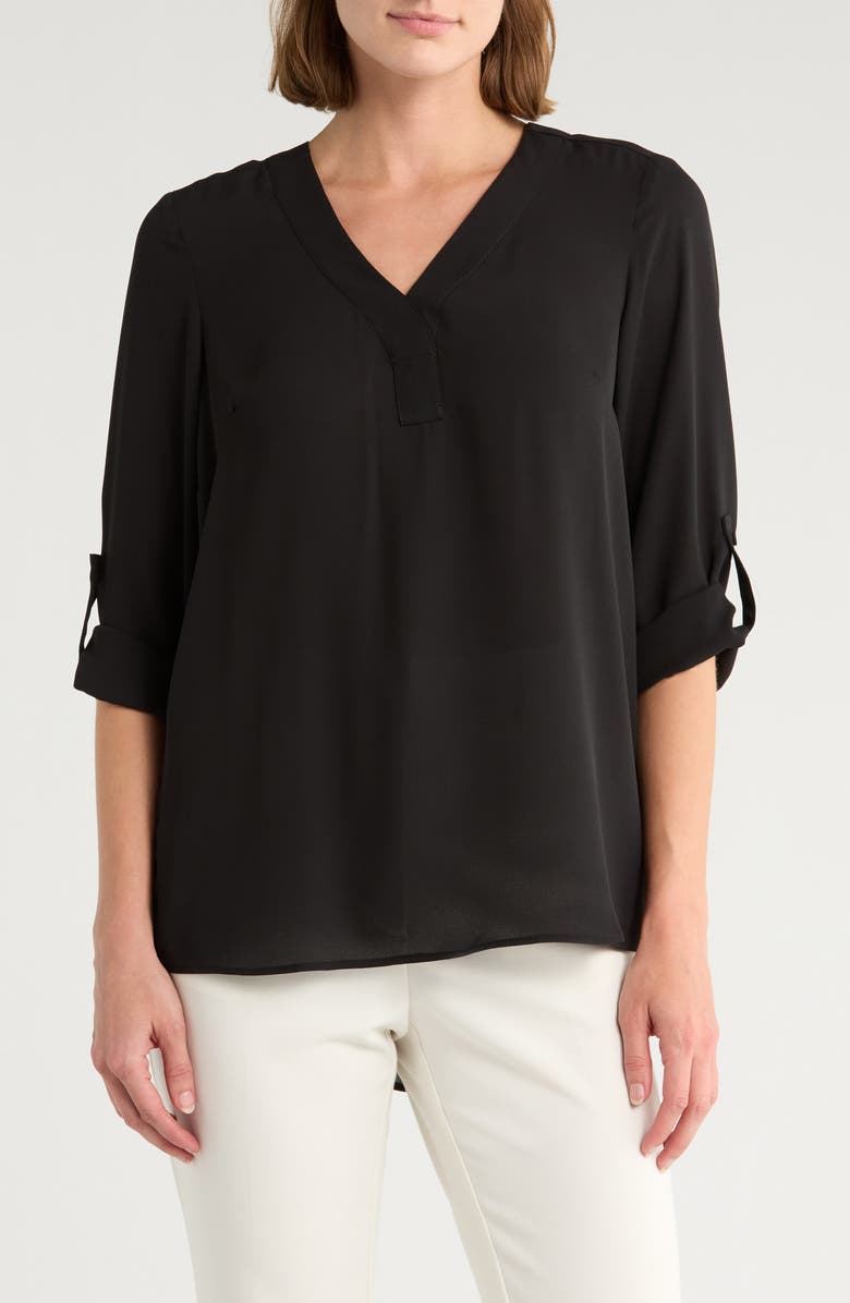 DR2 by Daniel Rainn V-Neck Roll Sleeve Top, Main, color, 