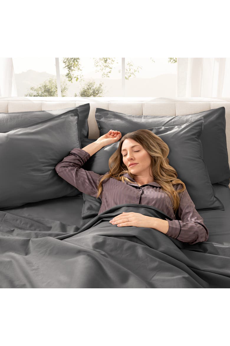 400 Thread Count Organic Cotton Sateen Sheet Set - Full XL, Alternate, color, Grey