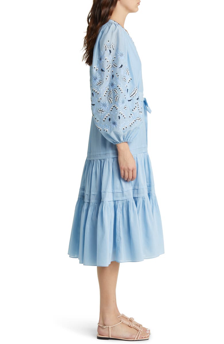 KOBI HALPERIN Kassandra Tie Waist Long Sleeve Poplin Dress, Alternate, color, 