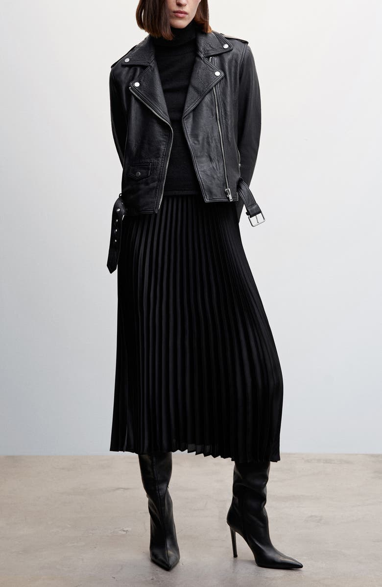 MANGO Pleated Satin Skirt, Alternate, color, 