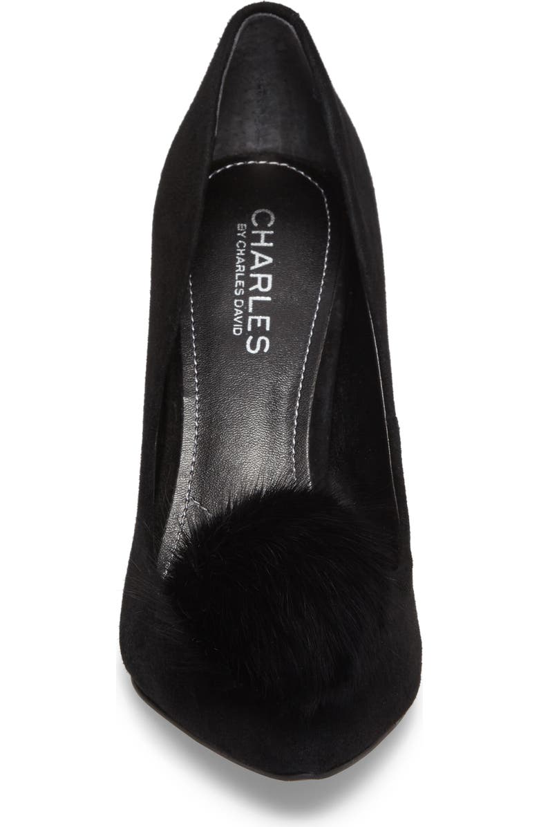 Charles by Charles David Pixie Pump with Genuine Fox Fur Pom, Alternate, color,