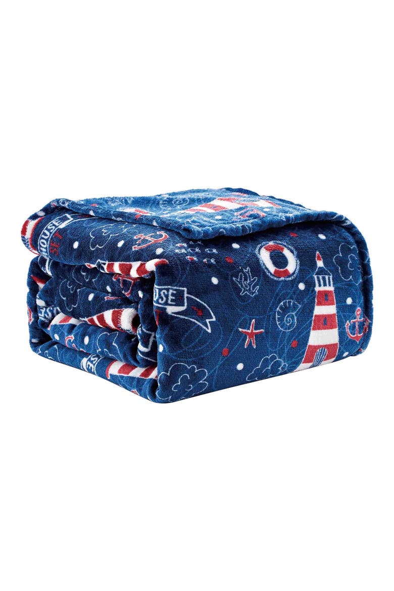 Lighthouse Plush Throw Blanket, Main, color, MULTI