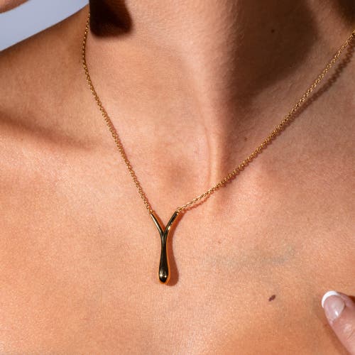Lucy Quartermaine V Drop Pendant In Gold