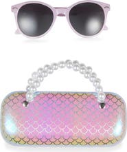Capelli New York Kids' Round Sunglasses & Mermaid Scale Case Set