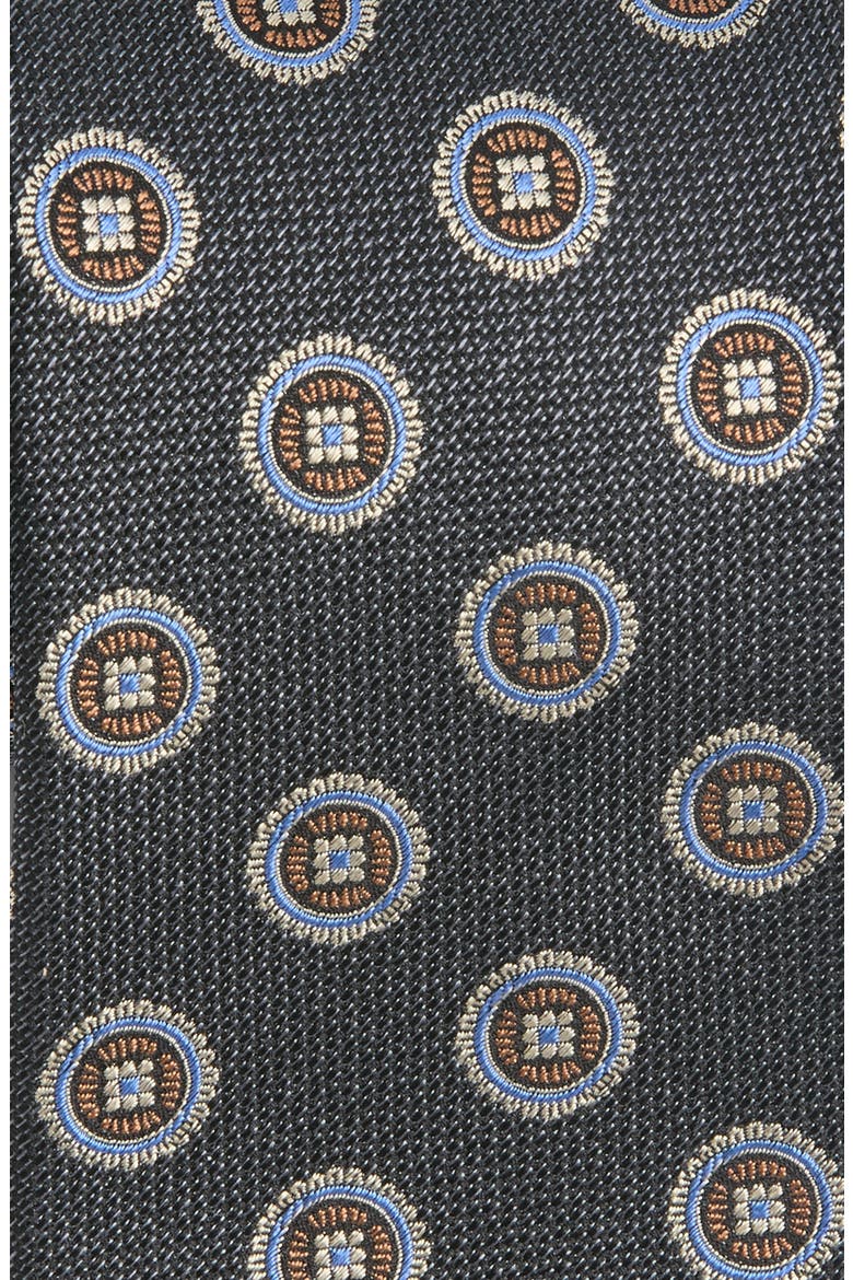 Medallion Silk Tie, Alternate, color, BLACK