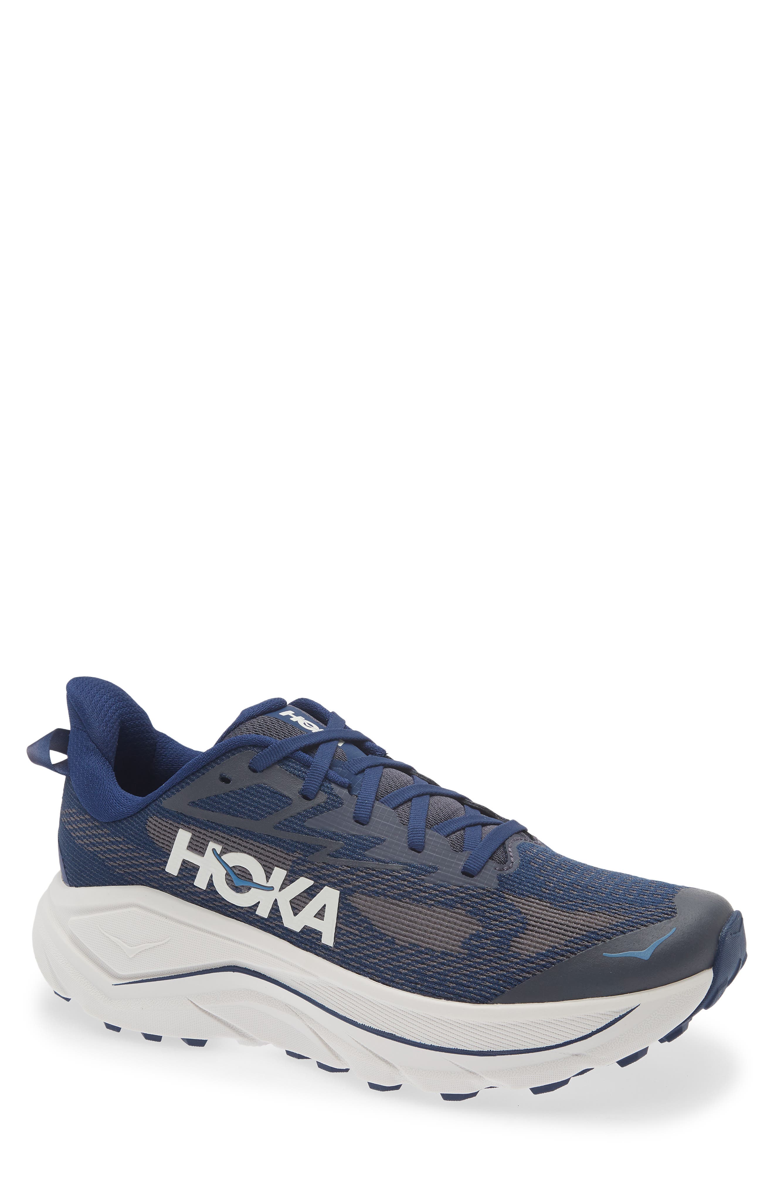 HOKA Challenger 8 Trail Running Shoe, Main, color, Midnight Blue / Grout