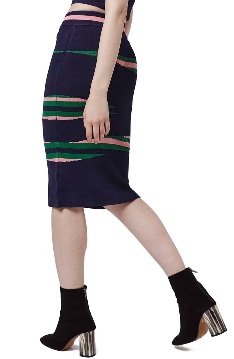 Topshop 'Eraser Stripe' Tube Skirt, Alternate, color, 