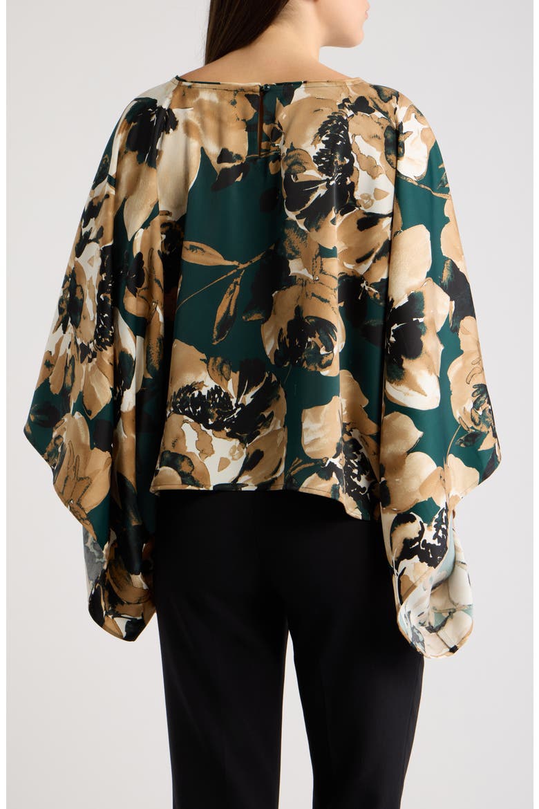 Bateau Neck Dolman Sleeve Cape Top, Alternate, color, PINE FOREST MULTI